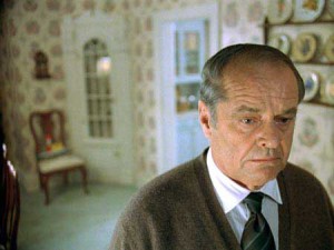 Jack Nicolson as Warren Schmidt. About Schmidt didn't make me cry I just had weepy eyes from a lack of sleep!